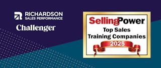 banner displaying the 2025 selling power top sales training companies badge