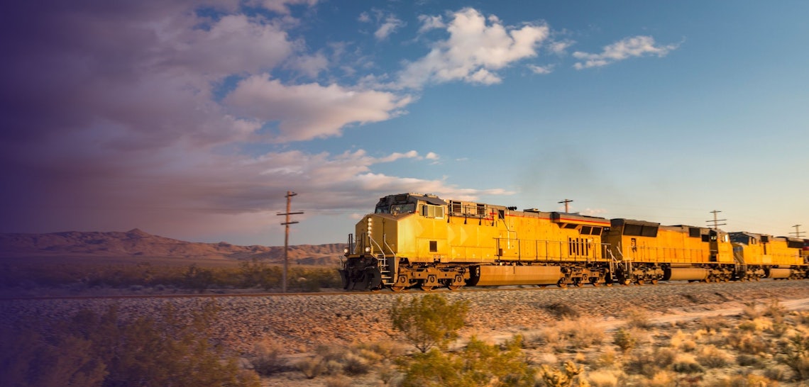 Cargo train rolls through the desert symbolizing how sales enablement speeds up productivity