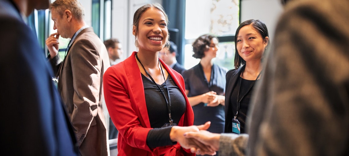 sales woman being introduced to new stakeholders