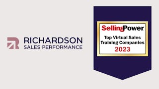 banner showing top virtual sales training company awards for richardson from selling power